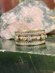 925 Sterling Silver China Hidalgo CZ Gold Toned Eternity Band