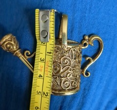 Vintage Adorable Gold Tone Floral Cottagecore Nature Garden Watering Can Pendant