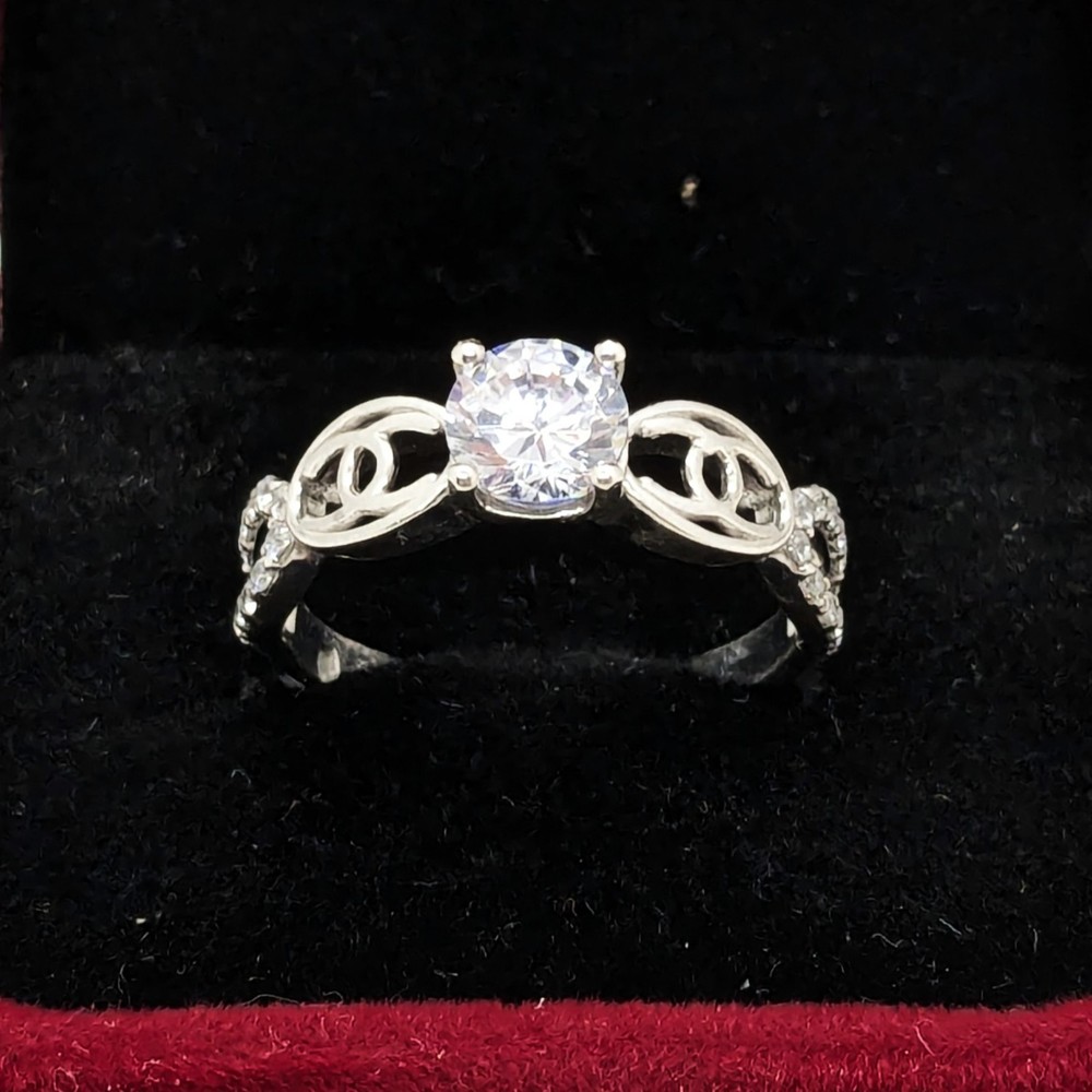 Vintage Elegant RING Sterling Silver 925 with Chic Stone -size: 8US (18mm) | #36