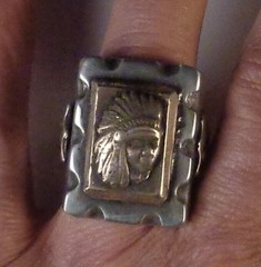 Mexican Biker Ring Native American Indian Head Warpath Vintage