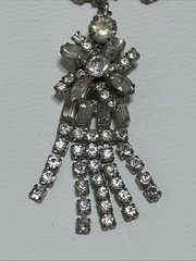 VTG Art Deco Clear Rhinestone Choker Necklace in Silver Tone Prong Settings