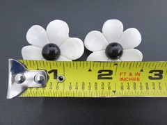 Vintage Flower Clip On Earrings Large Button Plastic 1950s 1960s 1970s Hippy