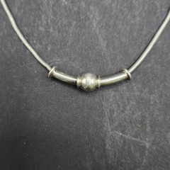 Cape Cod Style Necklace .925 Sterling Tube & Ball On A 18in Snake Chain Vintage