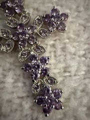 Vintage Silver Tone & Lilac Purple Crystals Cross Pendant See Desc