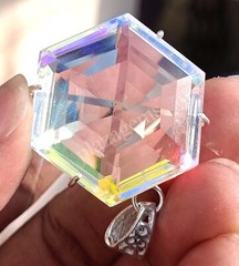 110 CT Hexagon Mystic Topaz 925 Sterling Silver Bi Color Pendant Gems 5MRK