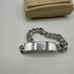 Vintage Speidel Sterling ID Bracelet 8.5” Sterling Top Stainless Chain Box