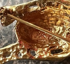 Lady Remington Gold Tone Panther Tiger Cat Large Goldtone Rhinestone Pin Brooch