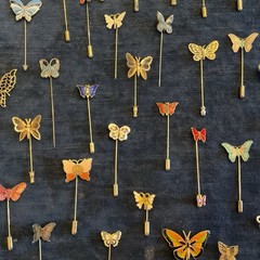 Huge Lot Vintage Jewelry Mixed Media ALL BUTTERFLIES Stick Pins Enamel Cloisonné