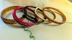 Antique/vintage celluloid rhinestone bracelet lot -5 RED BLACK ORANGE WHITE DECO