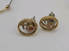 Vintage Gold Tone Costume Jewelry Lot Mixed Materials Wearable Hoops Enamel…