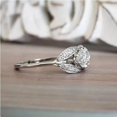 Art Deco Style Marquise Cut Lab Created Diamond 14k White Gold FN Wedding Ring