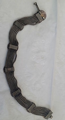 Circa 1800 Victorian Trombone Clasp Silver 7″ Antique Multi Chain Bracelet
