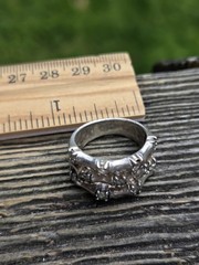 Vintage Sterling Silver Bamboo Ring Stacked 925 Size 7 IVY Thick Multi Band Mens