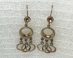 Earrings Lot of 3 Gold Tone Dangle Drop Pierced Wires & Stud Vintage 1950-1959