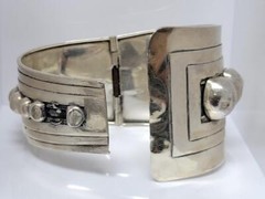 Taxco ERC Sterling Silver Hinged Bangle Bracelet 6.25″ ~ 59.6 g ~ 11-I1057