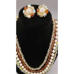 Vintage multi-strand necklace with matching earrings