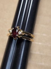Vintage 14 K GE Gold Plated Set Cubic Zirconia And Ruby REBERSIBLE Ring – 9.25