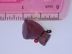 Antique, Vintage, Czech Purple Pig Cracker Jack Glass Charm, Prize, 1″