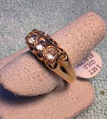 Vintage Uncas 14kt Gold Electroplate 3-Stone CZ Gypsy Ring Band – Men’s 11.25