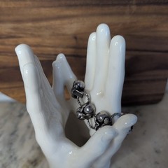 Taxco 980 Silver Mexico Bracelet Link Double Ball Old Pawn Jewelry Los Cocos 36g