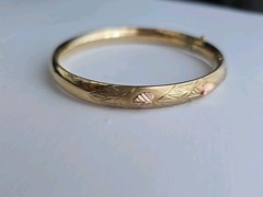 Coleman Co 1/20 14k Rose Gold Filled Bangle Flower Bracelet 7.5″