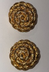 Vintage Anne Klein Gold-tone textured Multi Strand Rope Design clip-on Earrings.