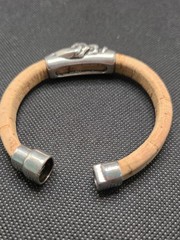 Hand and Paw Project Bracelet Silver Plated Pewter Cork Magnetic Clasp 8″ 2.25″
