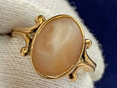 Antique 14K Yellow Gold Carved Silhouette Ring 2g Fine Jewelry Size 6.5 Band