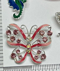 Crystal Rhinestone Bee Butterfly Brooch Pin LOT Insect Bug Animal Blue Brooches