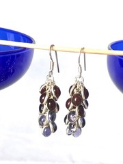 Vintage Grape Tourmaline Amethyst 925 Silver Dangle Earrings 2.0”