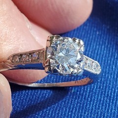 Original EARTH MINED DIAMOND Deco Engagement RING Vintage PLATINUM Solitaire 1 C