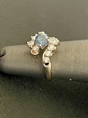 14KY 1.06CT Blue Sapphire 0.60CTW Diamond Ring Size 4.5 (Q112)