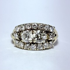GG Certified 14K Gold .99ctw Old European Diamond .79ctw Accent Sz 7.5 Ring 5.4g