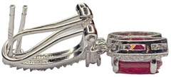 YGI Sterling 925 Heated Red Ruby CZ Dangle Waterfall Latchback 1” Earrings 4G
