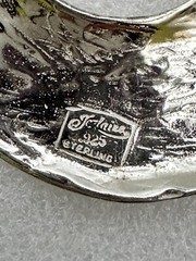 Vintage Jezlaine Offset Oval Brooch Sterling Silver 12g