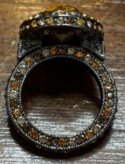Kenneth Jay Lane Cocktail Ring Amber Colored Faceted Center Stone Size 7
