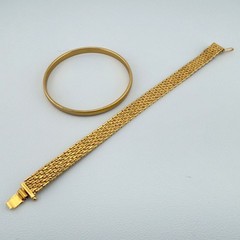 Vintage Monet Bracelet Set of 2 Gold Tone Chain Classic Minimalist Style