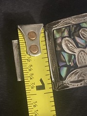 Vtg Mexican 925 Sterling Silver Abalone Storyteller Panel Bracelet 7″ Heavy 42G
