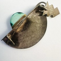 VTG Sterling Silver Margaret Francis Artist Studio Brooch Gemstone Hand Signed