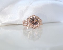 Rose Gold on Sterling Silver 925 Natural Irradiated Peach Morganite Ring Size 6