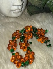 Louis Rousselet Rare Gorgeous Gripoix Green & Amber Glass In 25 Inches Long! D5
