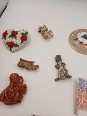 Vintage Jewelry Spoon & Elephant. American Flag. Bumble Bee Brooch. E.T.C.