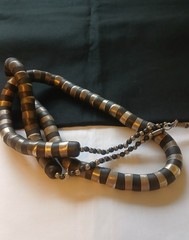Vintage Silver-Tone and Black Bead Twisty Snake Necklace. 1970s. Statement