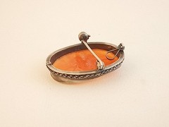 Vintage antique carved shell cameo pin brooch pendant 800 silver Three Graces