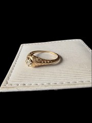Antique Yellow Gold Old Cut Diamond Filigree Engagement Ring Size: 8
