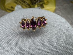 Vintage AVON Marquise Purple Amethyst Ring Size 9.75 Gold Plated Fashion