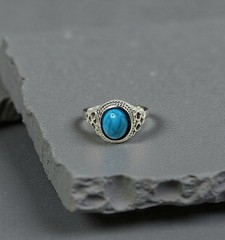 Vintage .925 Sterling Silver / Turqouise Infinity Knot Ring Size 10