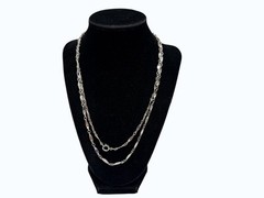 Vintage Necklace Silver Tone Dimpled Link Necklace Long 40 in chain Boho 1970s