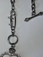 Vintage Juicy Couture Heart Pendant Necklace Y2K Rhinestone Enamel Chain 60cm