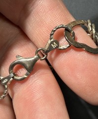 Lot of Two Vintage Sterling Silver 925 Italian Bracelets 7 Inch Hearts Italy